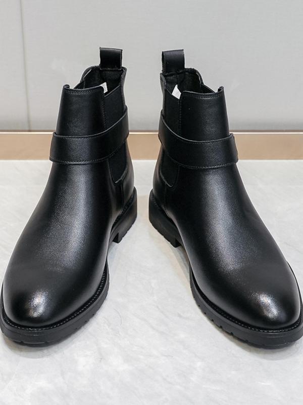 Men's Business Fashion Chelsea Boots, Casual Solid Color Ankle Boots for Daily Wear, Male All-match Boots for Fall & Winter