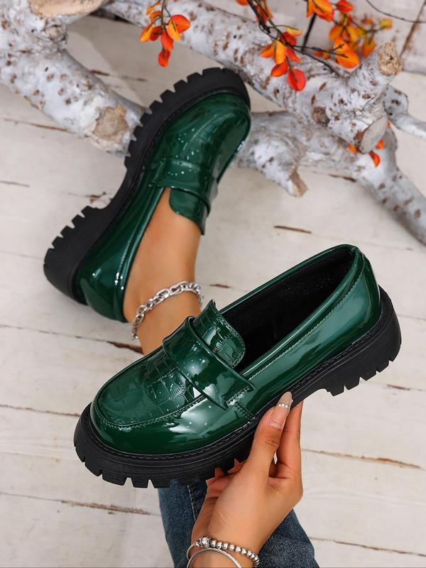 Women's Fashionable Solid Color Platform Loafers, 2024 New Style Casual Comfortable Shoes for Daily Wear, Female All-match Round Toe Shoes for Daily Wear