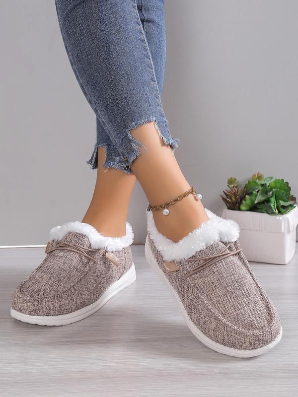 Fashionable Fluffy Thermal Sneaker Gift for Girlfriend, New Trend Casual Lace up Front Low Top Comfortable Warm Sports Shoes for Party for Winter