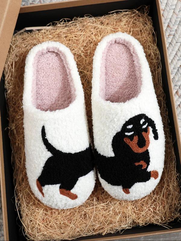 Women's Cute Cartoon Cat Pattern Plush Slippers, Casual Soft Comfortable Home Slippers, Warm Slippers for Indoor & Outdoor Use for Fall & Winter