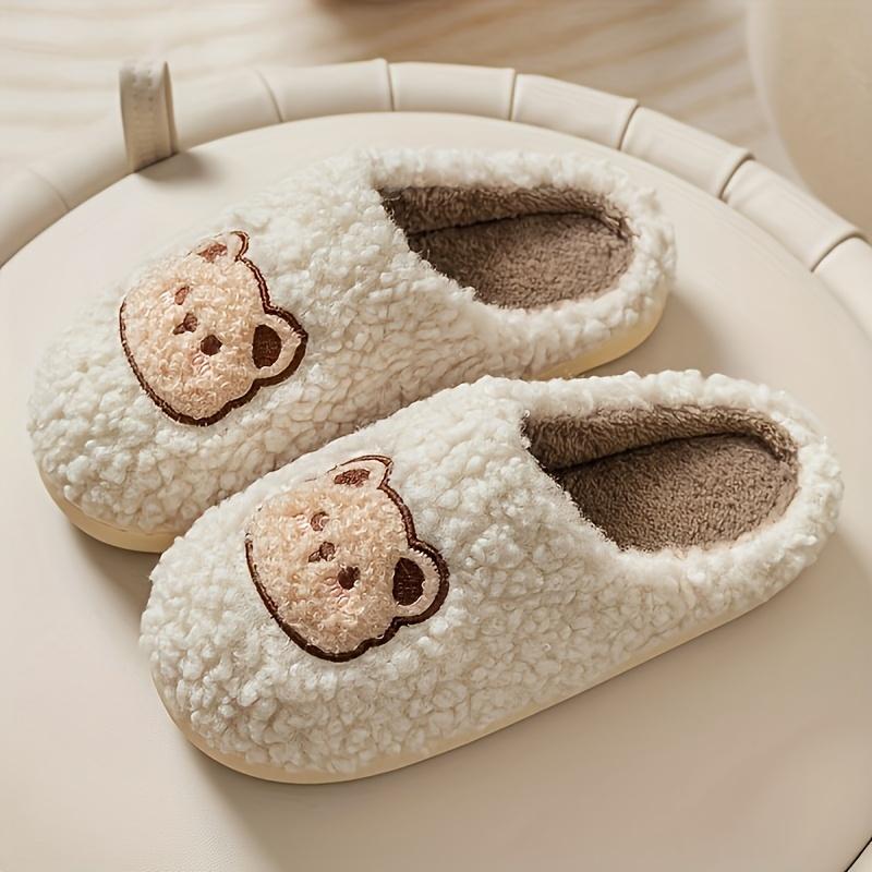 Mens Adorable Cartoon Bear Slippers - Ultra-Cozy, Featherweight & Anti-Slip - Luxurious Fleece Lined Slip-on Shoes for Indoor Leisure - Perfect for Autumn & Winter