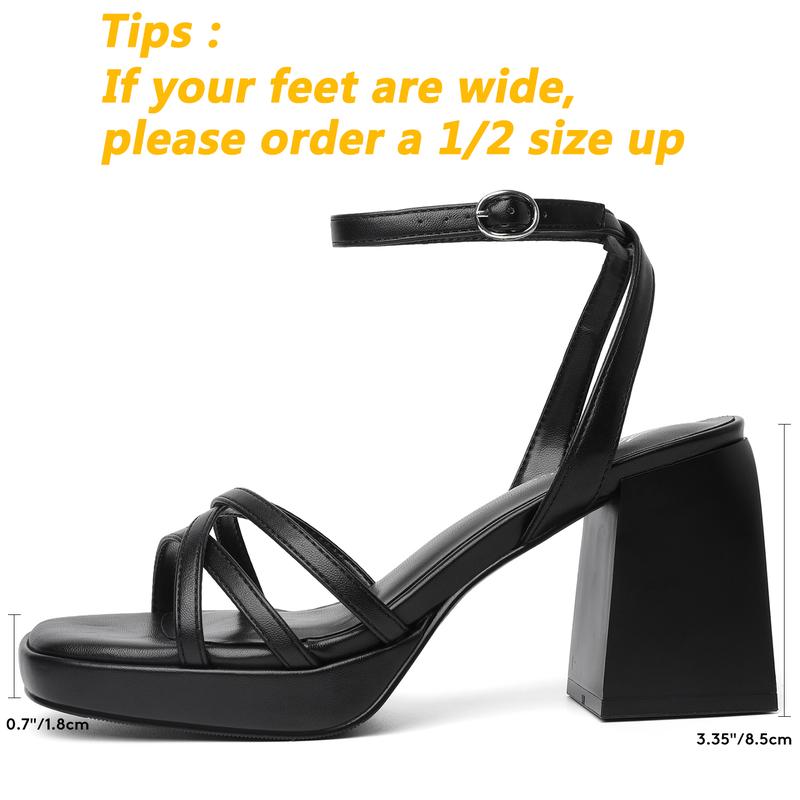 Strappy Lace Up Heels Platform Heels for Women Sexy Chunky Block Heeled Sandals Ankle Strap Square Open Toe Heels for Wedding Prom Party Y2K Dress Shoes