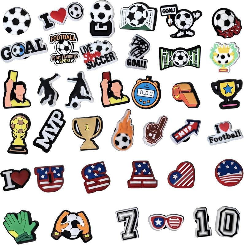 50 count Soccer Shoe Charms, PVC Construction, Soccer Themed Designs for Soccer Lovers