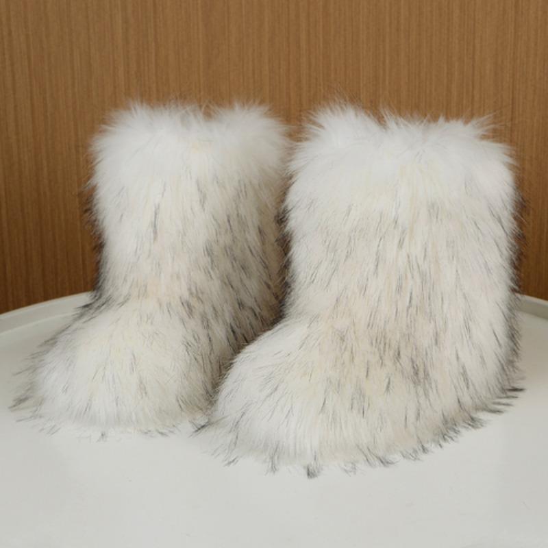 Women's Fluffy Faux Fur Boots, Cute High-top Plush Lined Winter Warm Boots, Y2k Comfort Fuzzy Snow Boots