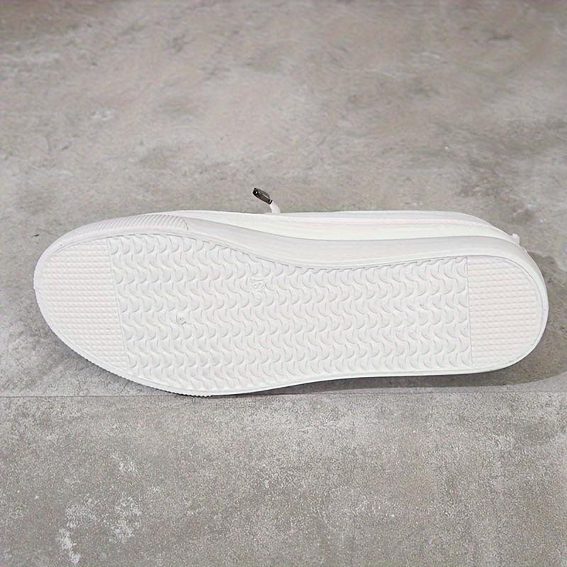 Womens Chic Slip-On Sneakers - Effortless Convenience, Low-Top Skate Style, Comfortable Flat Soles, All-Matching White Trainers for Everyday Fashion