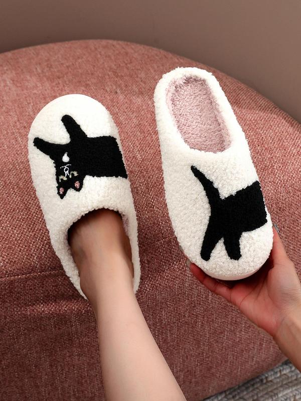 Women's Cute Cartoon Cat Pattern Slippers, Casual Soft Comfortable Home Slippers, Warm Slippers for Indoor & Outdoor Use for All Seasons