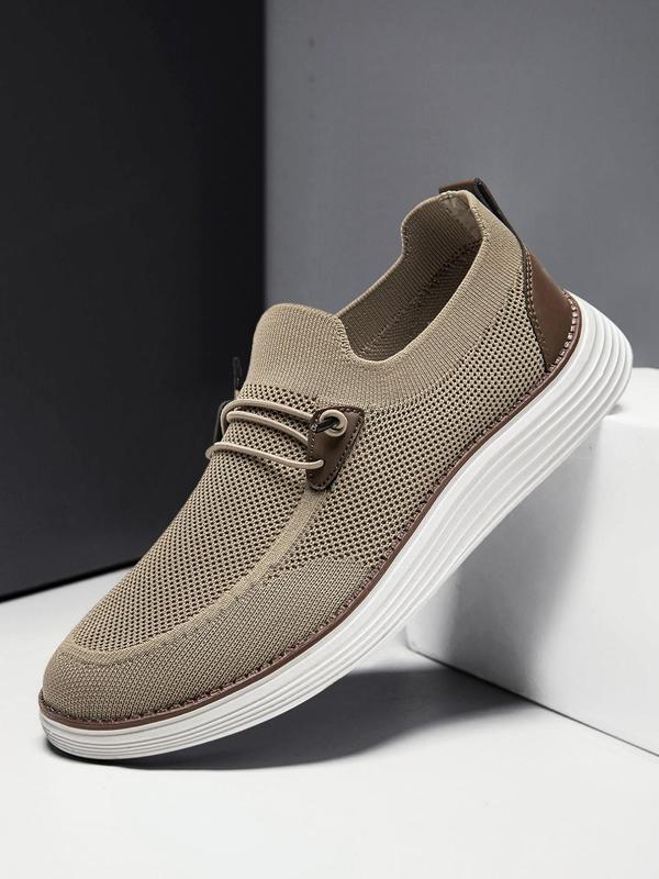 Men's Casual Plain Slip on Sneakers, Lightweight Breathable Mesh Comfortable Sports Running Shoes, Male All-match Round Toe Shoes for Daily Wear