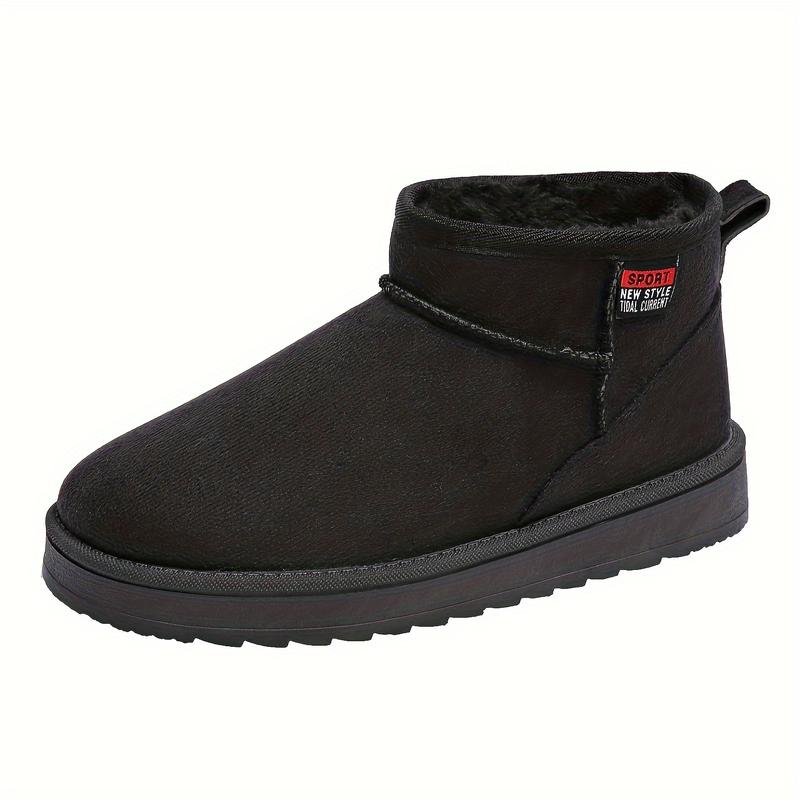 A Neutral Solid Color Snow Boots with round Toe Design, Lined with Warm Corduroy, Insole Is Flannel, Rubber Sole, Bringing a Comfortable Experience in Winter