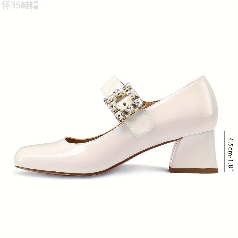 Chic Mary Jane Pumps - Square Round Toe, Chunky Heel, Comfortable Dress Shoes for Women - Perfect for Formal Occasions and Workwear Footwear Elegant