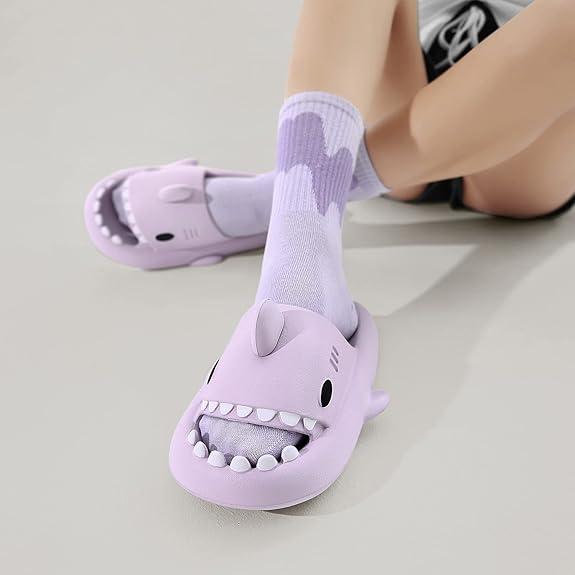 SOLARSUN Comfort Shark Cloud Slides Slippers Summer Novelty Open Toe Sandals Anti-Slip Beach Pool Shower Shoes with Cushioned Thick Sole