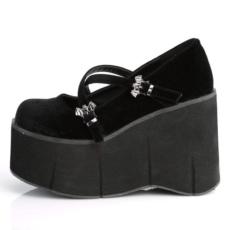 Demonia Kera-10 Black Velvet Platforms