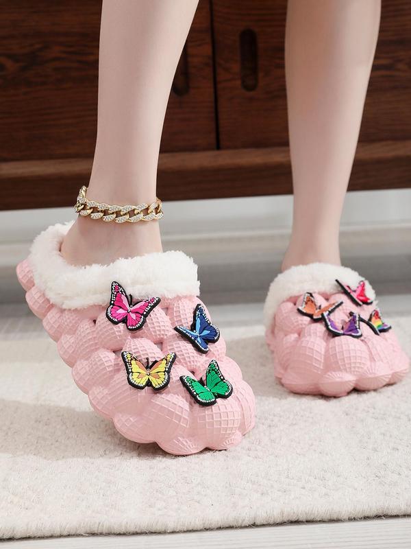 Women's New Cute Y2k DIY Colorful Butterfly Design Anti-slip Winter Slipper Shoes, Warm Comfortable Bedroom house Slippers for Women, Walking Shoes for Indoor and Outdoor Wear