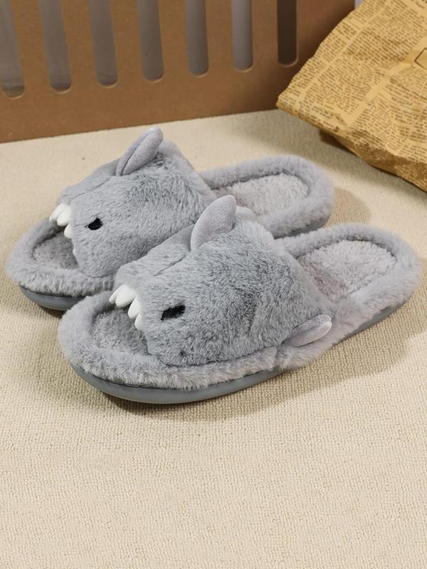 2024 Cute Plush Shark Slides for Men, Soft Fuzzy House Slippers, Warm Anti-slip Slippers, Boy's Kawaii Comfort Walking Shoes, Footwear