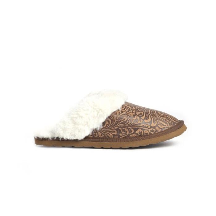 Classic Lined Brown Leather Slippers