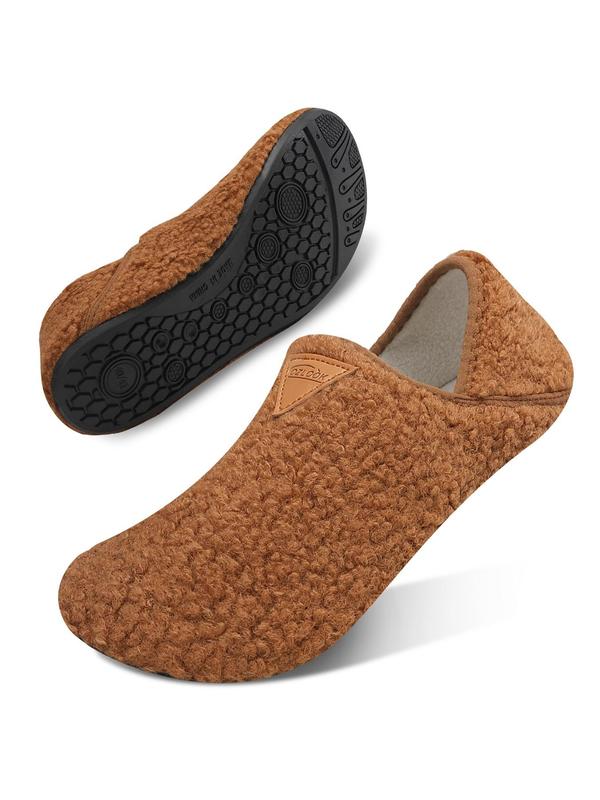 Women's Solid Color House Slippers, Cozy Sock Shoes with Soft Rubber Sole, Casual Soft Comfortable Home Slippers, Slippers for Women Slip on Warm Slippers for Indoor & Outdoor Use for Fall & Winter Indoor Slippers