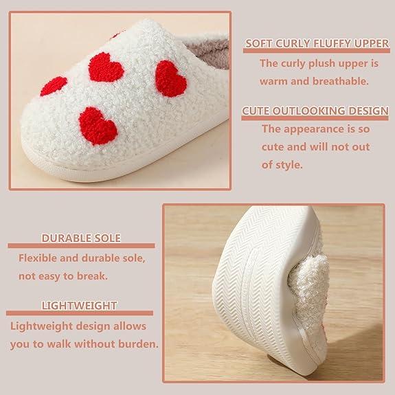 Women's Fuzzy Plush Slippers, Cozy Indoor Home Slippers, Lightweight Women's Bedroom Slippers, Couple Slippers