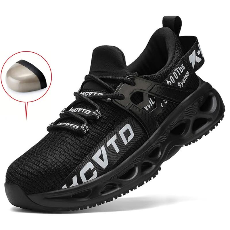 Men's Puncture Proof Steel Toe Anti-smash Non-Slip Shock Absorbing Work Safety Shoes Puncture Proof Anti-skid Steel Toe Outdoor Work Shoes Lightweight Fly Woven Safety Shoes For Men Industrial And Construction Site Protective Shoes