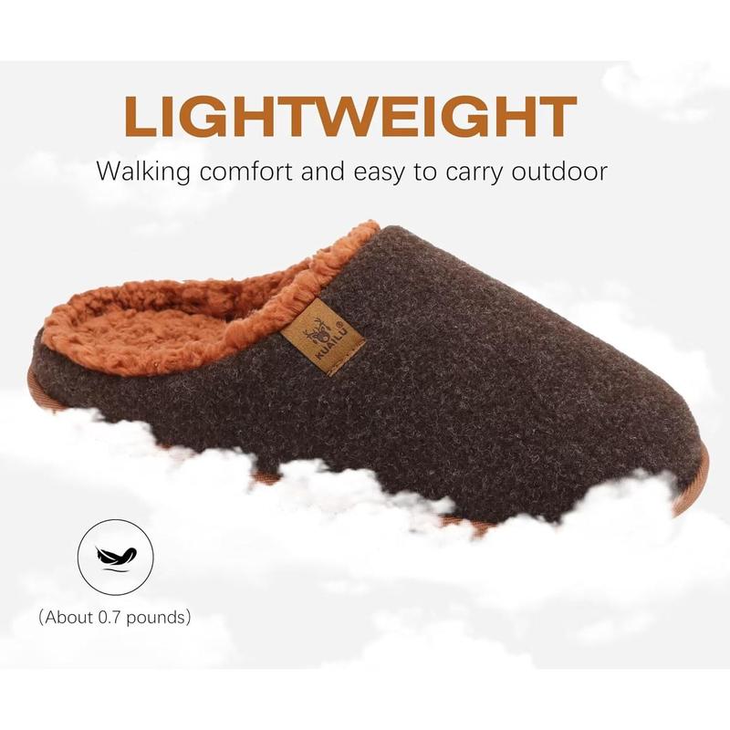 Mens house memory foam slippers with comfy warm plush lining felt slip on casual pantuflas Mans comfortable bedroom shoes rubber sole for indoor & outdoor (mens size 7-15)