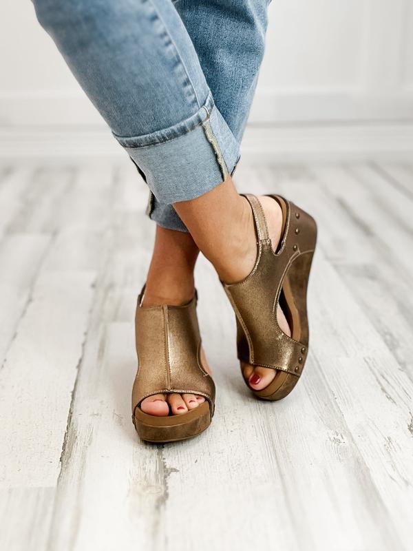 Corkys Carley Bronze Combo Wedge Shoe