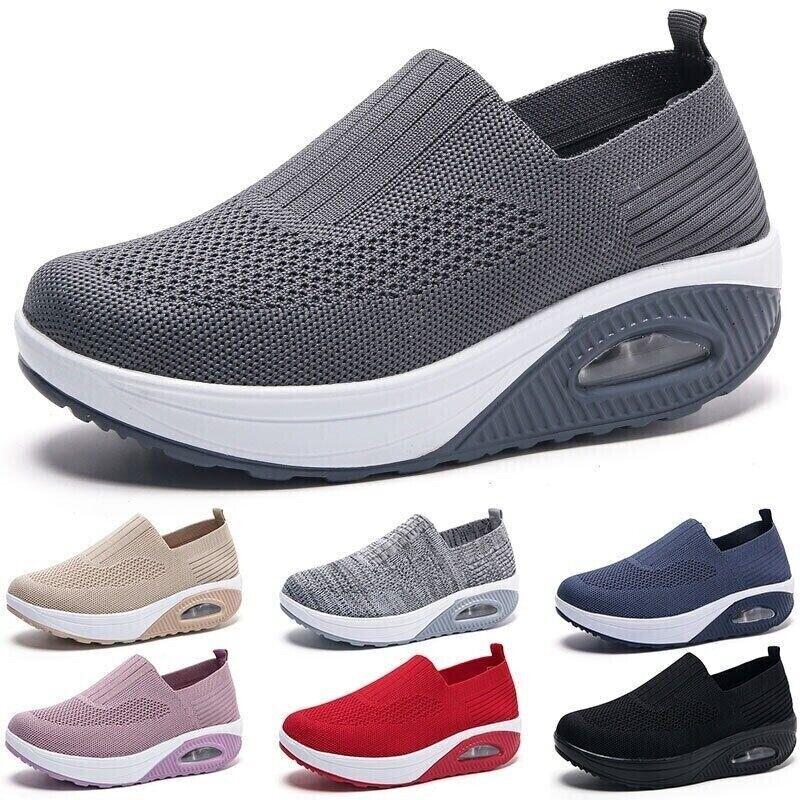 Women's Orthopedic Sneakers Cushion Platform Diabetic Walking Shoes Slip On Size