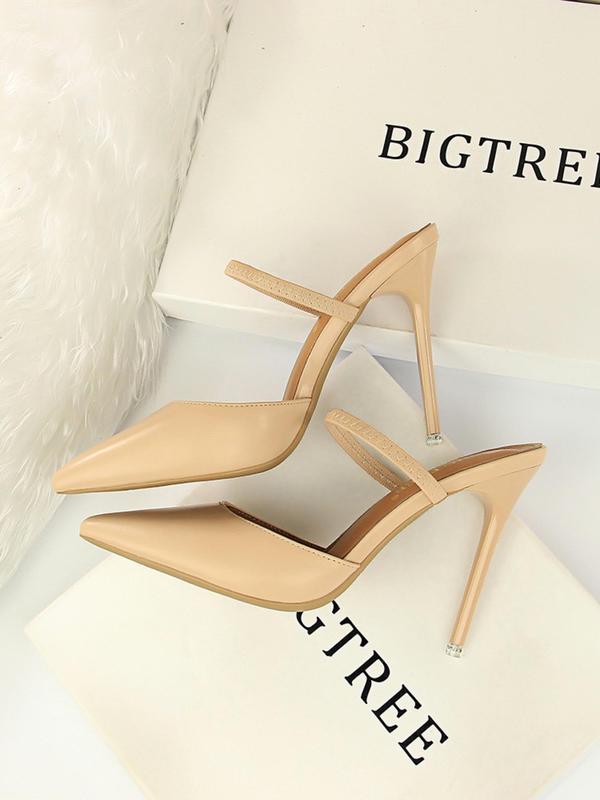 Women's Fashionable Solid Color Strap Pointed Toe Stiletto Heels, Elegant High Heel Pumps for Party, Daily Clothing Decor for Women & Girls