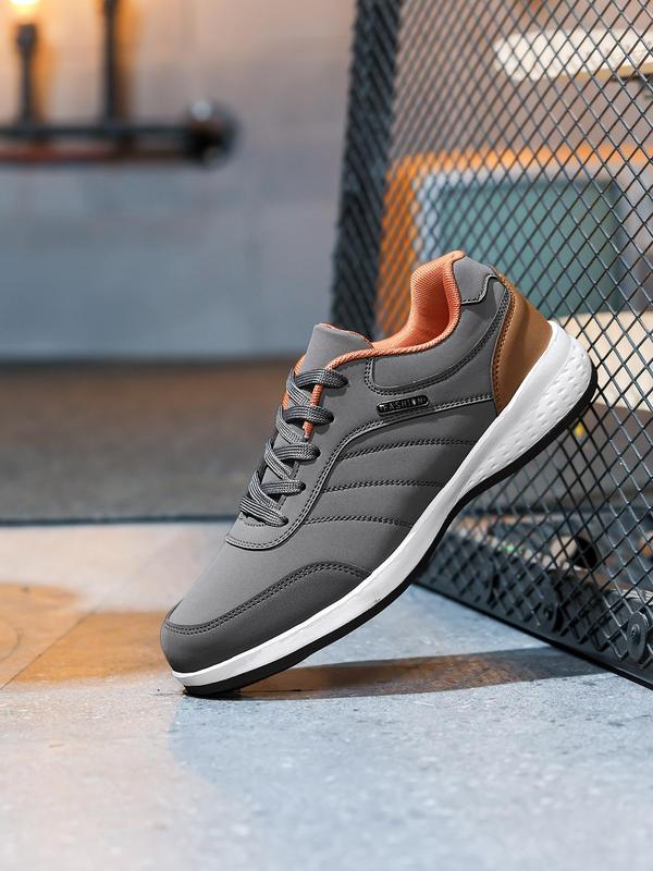 Men's Colorblock Lace Up Sneakers, Casual Sporty Breathable Fall Freshness Comfortable Shoes for Daily Footwear, Male All-match Round Toe Shoes for Daily Walking Shoes for Fall Outfits