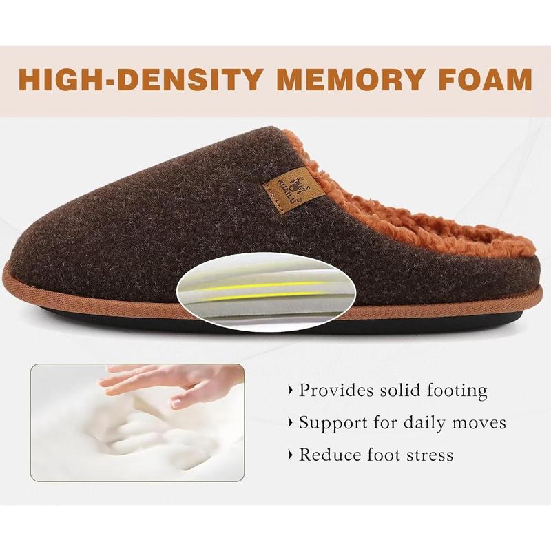 Mens house memory foam slippers with comfy warm plush lining felt slip on casual pantuflas Mans comfortable bedroom shoes rubber sole for indoor & outdoor (mens size 7-15)