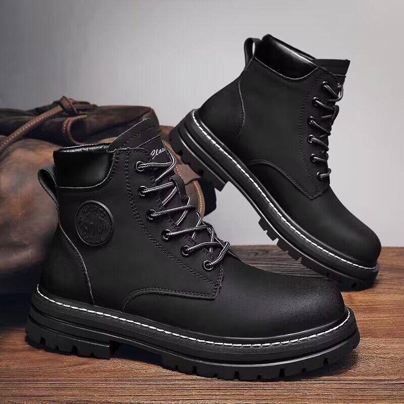 Worker Boots Autumn Men's High-Top Martin Boots Men's All-Match Work Shoes Waterproof Non-Slip plus Size Ankle Boots