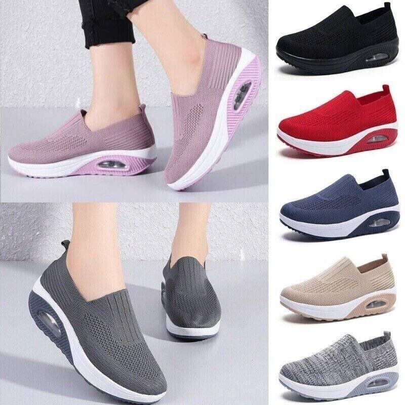 Women's Orthopedic Sneakers Cushion Platform Diabetic Walking Shoes Slip On Size