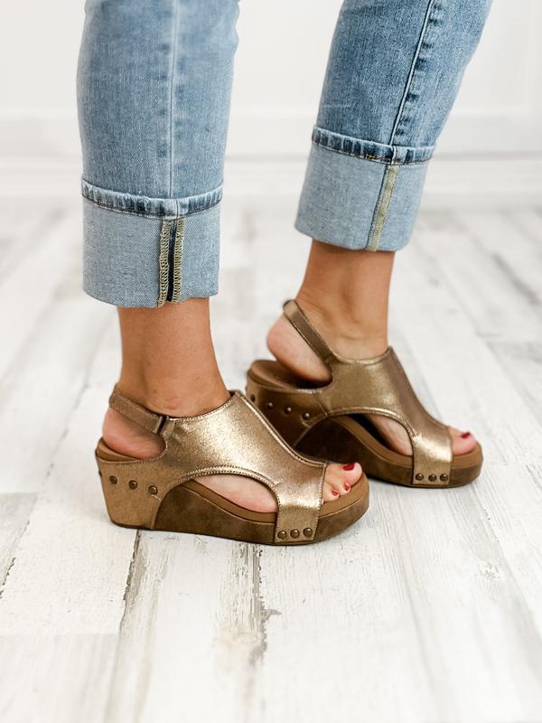 Corkys Carley Bronze Combo Wedge Shoe