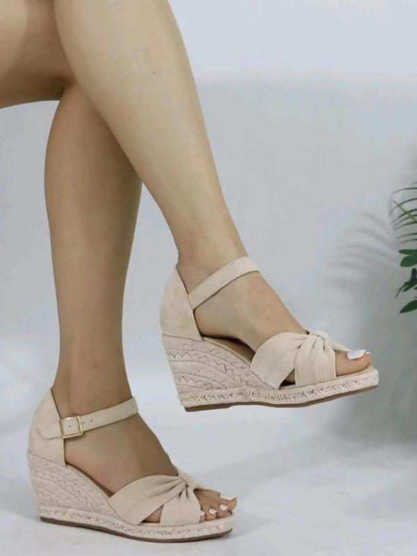 Women's Fashionable Criss Cross Strap Wedge Sandals, Casual Solid Color Wedge Sandals, Summer 2024 Fashionable Sandals for Outdoor Wear