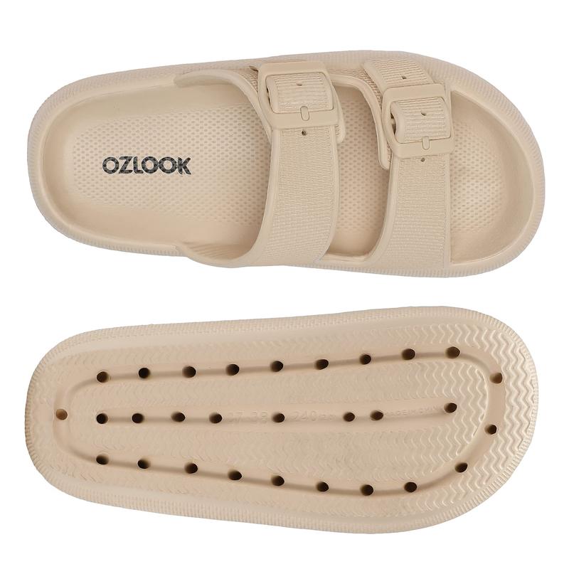 Sandals for Women and Men - Pillow Slippers - Double Buckle Adjustable Slides - EVA Flat Sandals