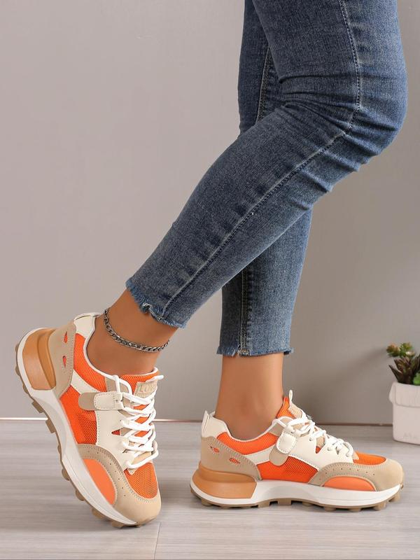 Summer Colorblock Low Top Sneakers, Women's Workout Sneakers, Lightweight Breathable Sports Shoes, Girl Casual Athletic Shoes, Perfect for Students and Outdoor Sports, Girl's Walking Shoes, Footwear Fall Fall Shoes