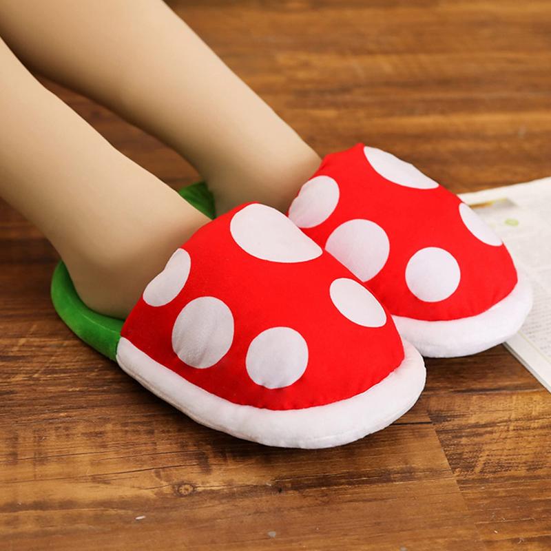 Yelakey Piranha Plant Slippers Funny Plush Loafers Women with Pipe Pot Holder Funny Gift Footwear Walking Shoes