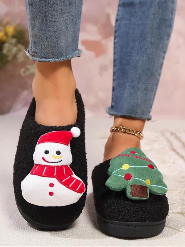 Women's Cute Cartoon Bear & Christmas & Heart Design Plush Slippers, Casual Soft Comfortable Home Slippers, Warm Slippers for Indoor & Outdoor Use for Fall & Winter