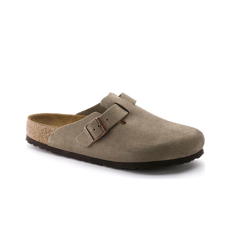 BIRKENSTOCK Men's Women Arizona Soft Footbed Slippers in Taupe