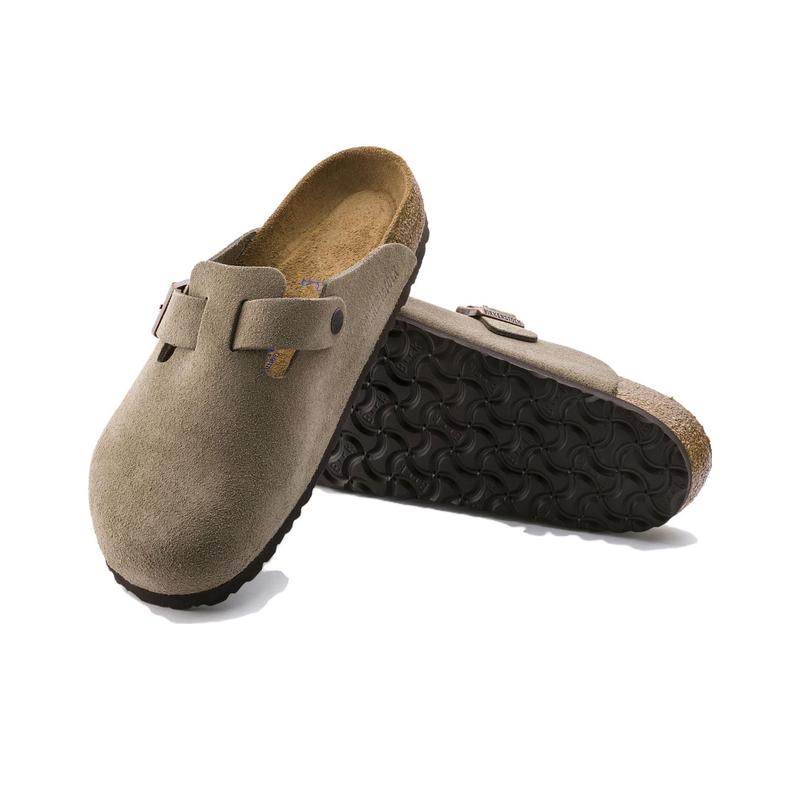 BIRKENSTOCK Men's Women Arizona Soft Footbed Slippers in Taupe