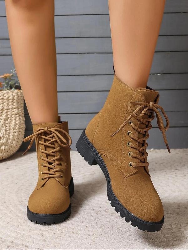 Women's Fashionable Lace Up Ankle Boots, Casual Comfortable Boots for Daily Wear, Perfect for Students and Outdoor for Women & Girls