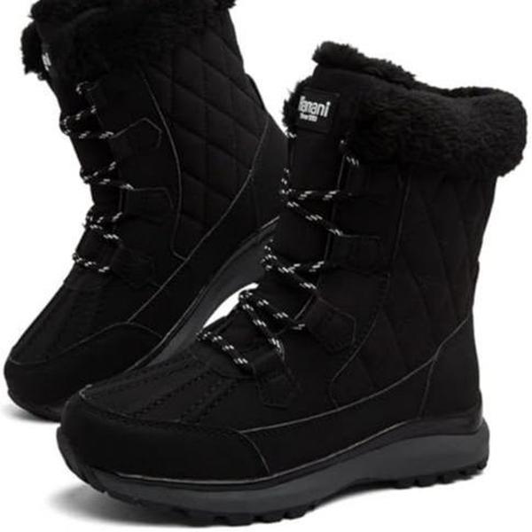 Winter Womens Snow Boots Warm Fur Lined Waterproof Boots Anti Slip Mid Calf Ankle Boots