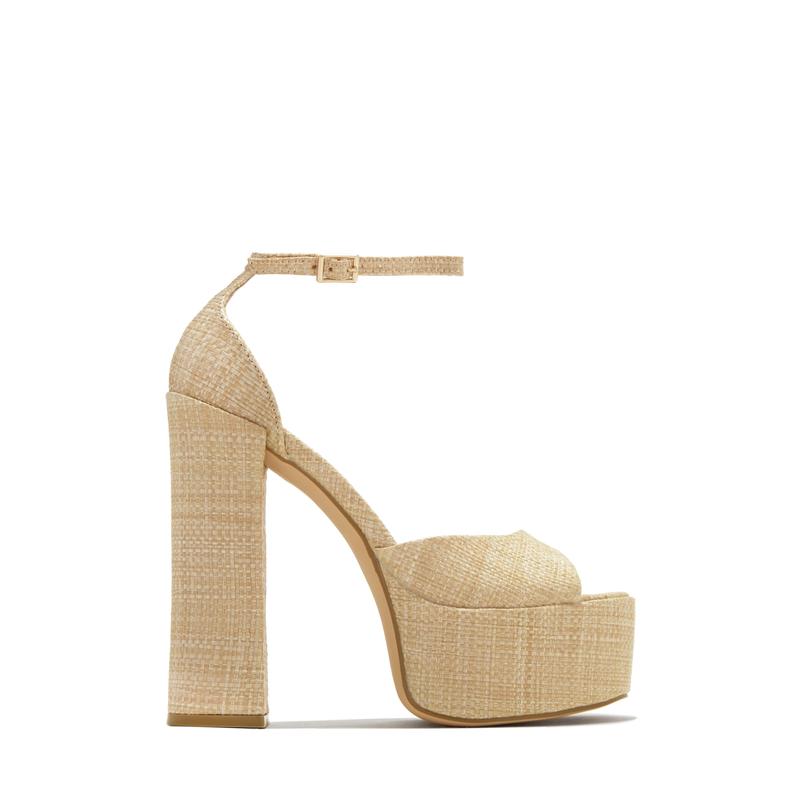 Baecation Platform Block High Heels - Natural