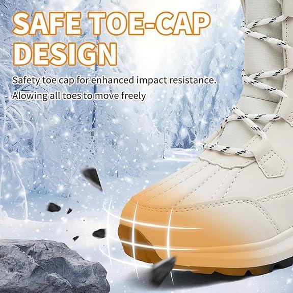 Winter Womens Snow Boots Warm Fur Lined Waterproof Boots Anti Slip Mid Calf Ankle Boots