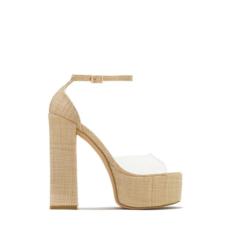 Baecation Platform Block High Heels - Natural