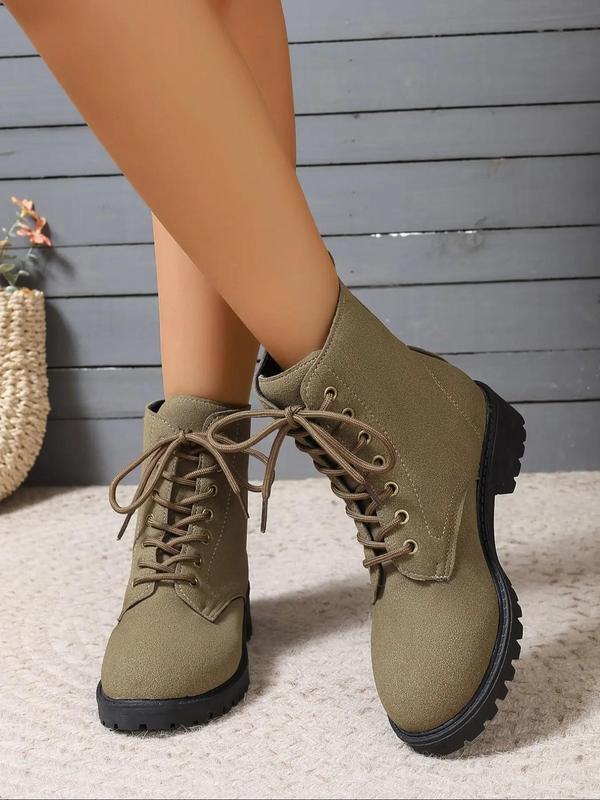 Women's Fashionable Lace Up Ankle Boots, Casual Comfortable Boots for Daily Wear, Perfect for Students and Outdoor for Women & Girls