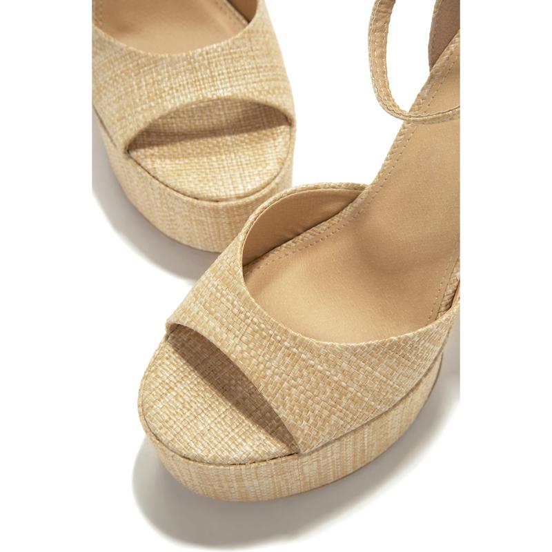 Baecation Platform Block High Heels - Natural