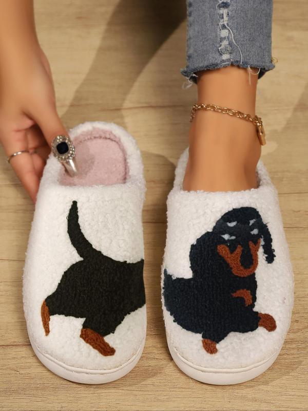 Women's Cute Cartoon Ghost Pattern Plush Slippers, Casual Soft Comfortable Home Slippers, Halloween Themed Bedroom Slippers, Warm Slippers for Indoor & Outdoor Use for Fall & Winter