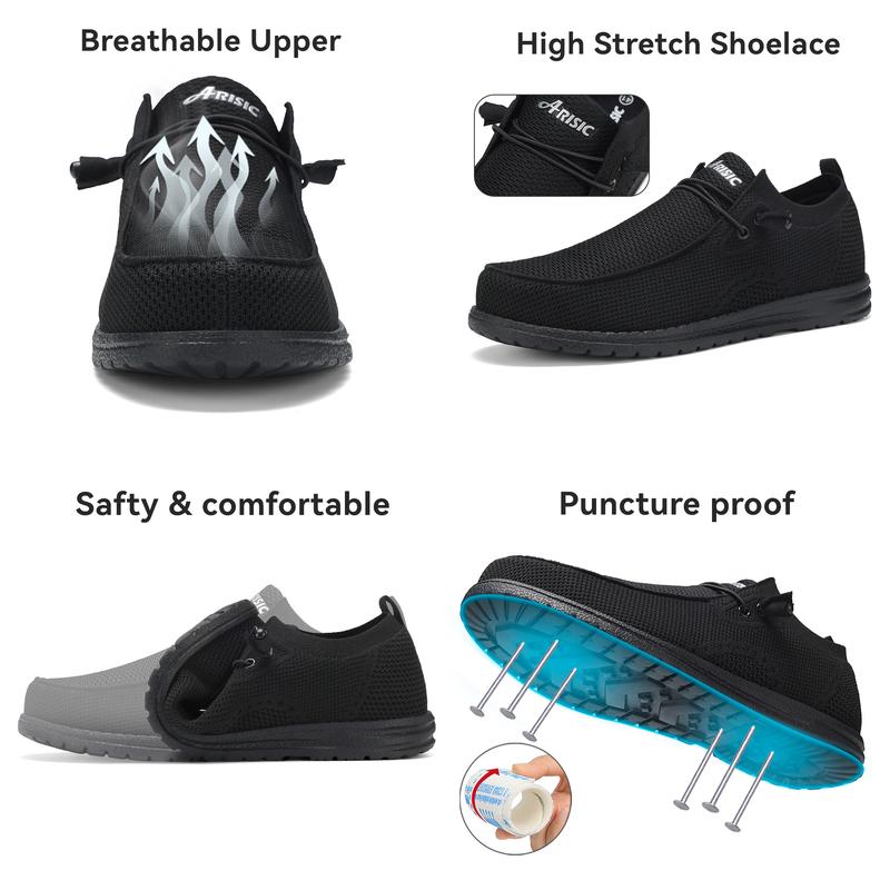 Steel Toe Shoes for Men Slip On Composite Toe Non-Slip Puncture Proof Work Safety Shoes Comfy & Light-Weight  Lounging Walking Sneakers for Construction & Warehouse Boy Footwear Walking Shoes Comfort Flat Slipon Bridal Sweat