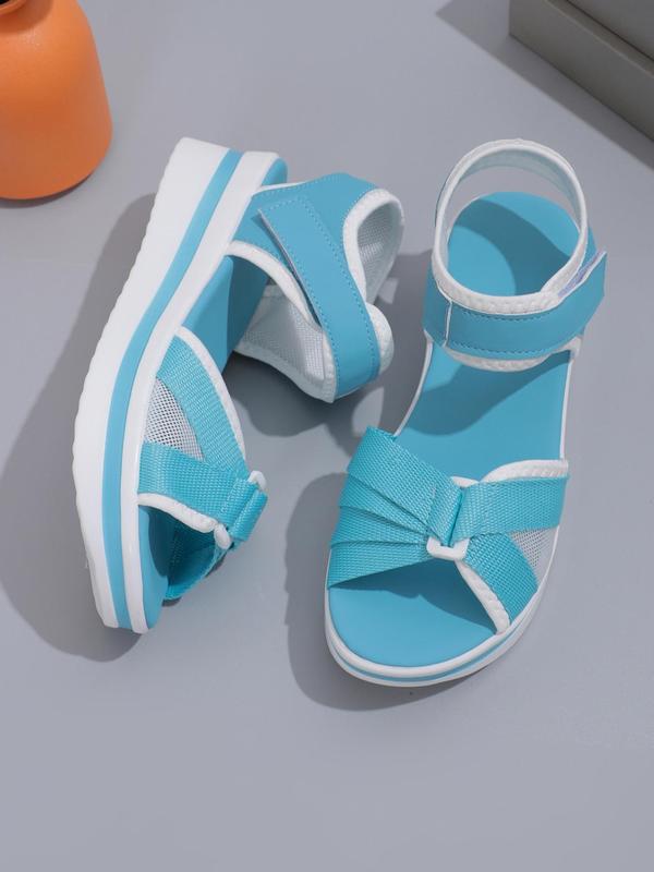 Women's Fashionable Contrast Binding Design Velcro Sandals, Casual Open Toe Flat Sandals for Summer, Comfortable Breathable Sandals for Outdoor