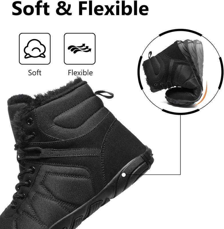 Mens Snow Boots Winter Barefoot Shoes Warm Fur Lined Womens Short Ankle Booties