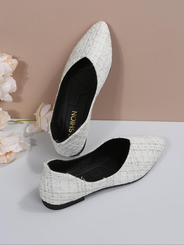 Women's Fashionable Tweed Decor Slip on Flats, Casual Comfortable Pointed Toe Flat Shoes for Daily Wear, Lightweight Breathable Shoes for All Seasons Fall Outfits Fall Freshness