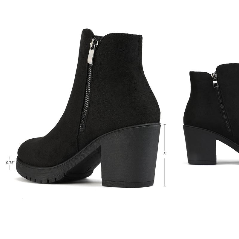 Dream Pairs Women's  Comfortable & Stylish Block Heel Booties Low Heel Chunky Ankle Boots